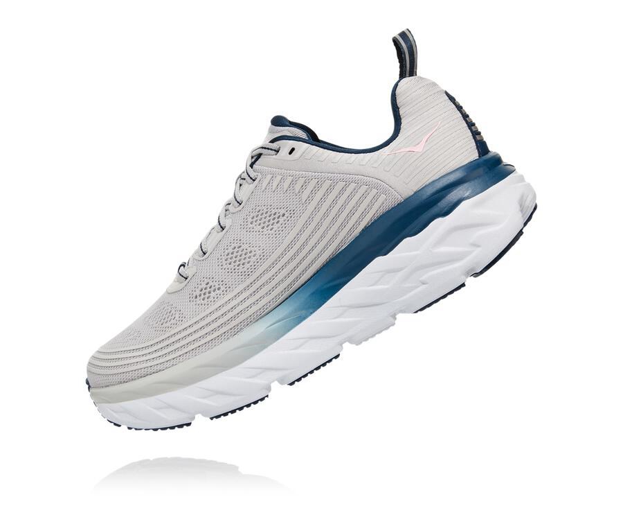 Zapatos Para Caminar Hoka One One Mujer Grises - Bondi 6 - ANZD47829